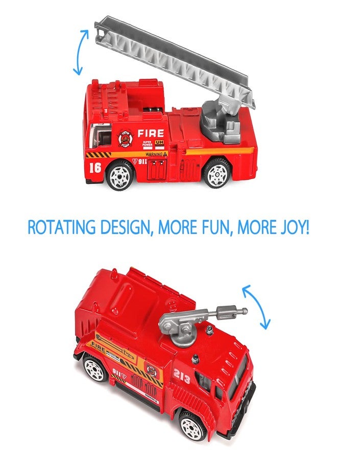 FANELEQU 14 Pcs Fire Truck with Firefighter Toy Set, Mini Die-cast Fire Engine Car, Mini Rescue Emergency Vehicle Playset for Kid Boy Girl Birthday Christmas Party Favors - Image 3